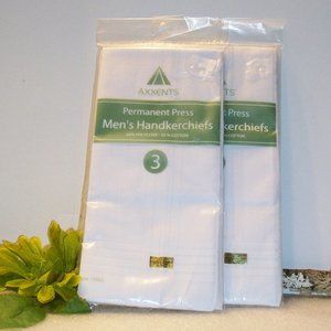 AXXENTS Men's White Handkerchiefs 2 Pack Of 3 Each (6 Total) Permanent Pres